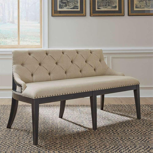 Henry & Mason - Homestead Uph Shelter Dining Bench in Dusty Taupe & Black - AFA03193 view 1