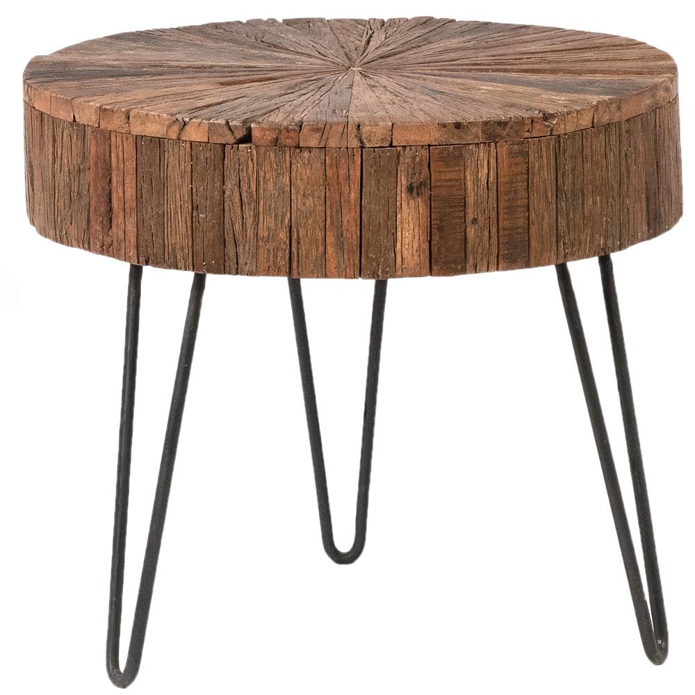 Henry & Mason - Howard 22in Round Antique Brown and Gunmetal Reclaimed Acacia Side Table - DV7903 veiw 1