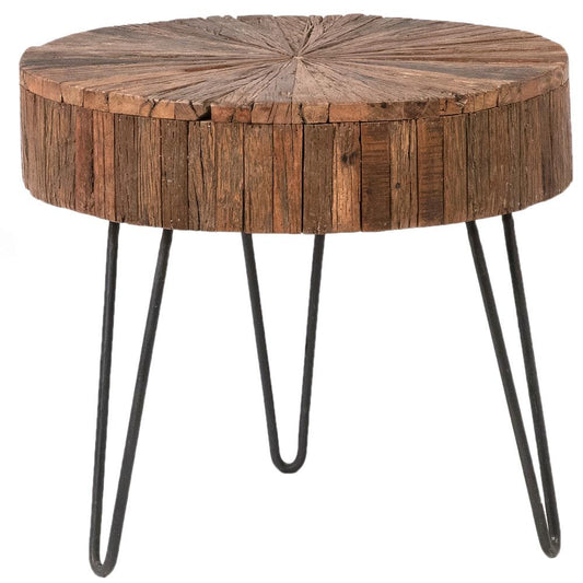 Henry & Mason - Howard 22in Round Antique Brown and Gunmetal Reclaimed Acacia Side Table - DV7903 veiw 1