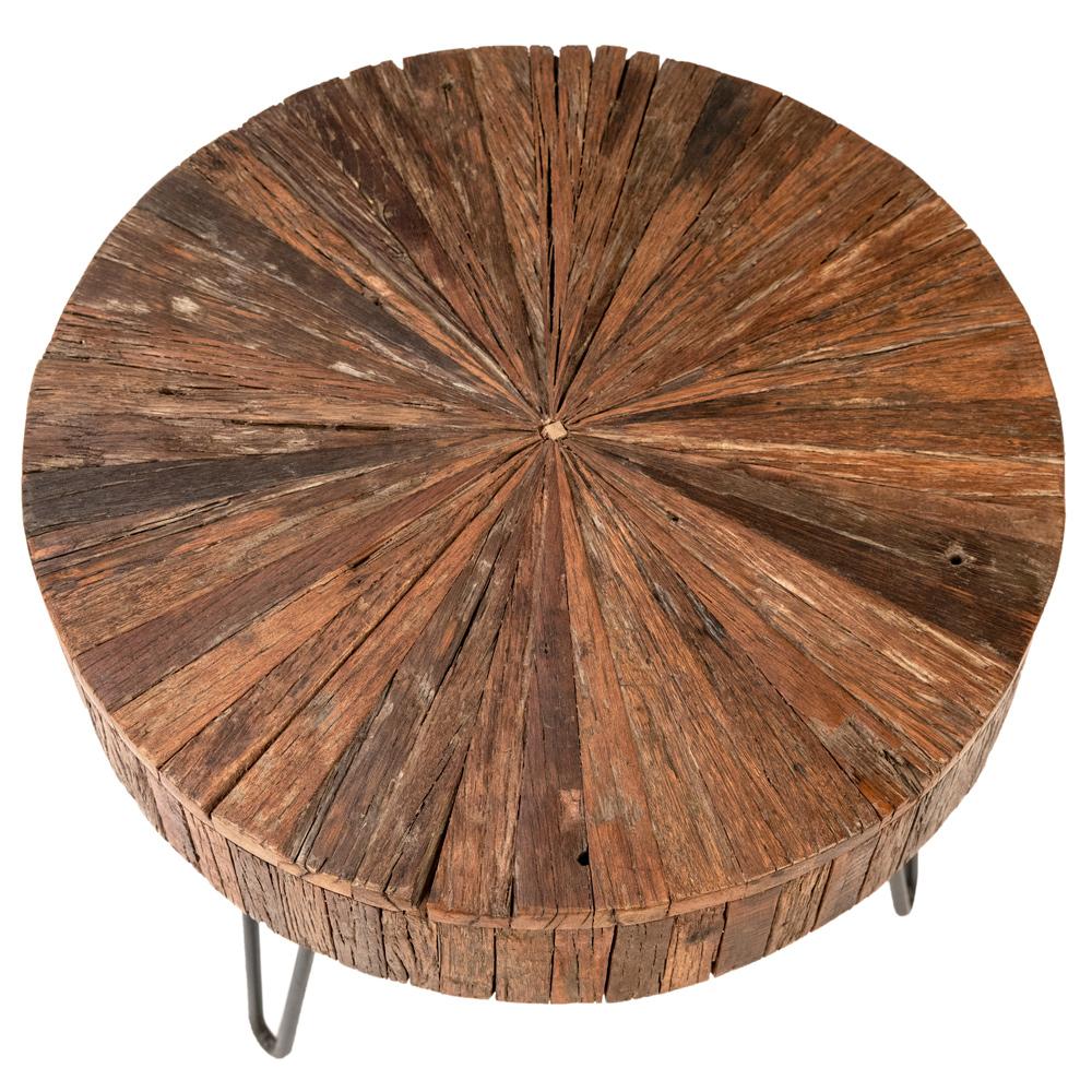 Henry & Mason - Howard 22in Round Antique Brown and Gunmetal Reclaimed Acacia Side Table - DV7903 veiw 2