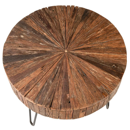 Henry & Mason - Howard 22in Round Antique Brown and Gunmetal Reclaimed Acacia Side Table - DV7903 veiw 2