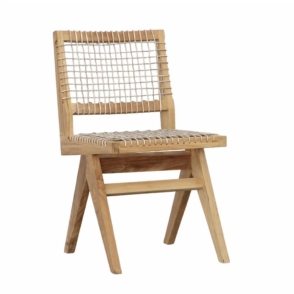 Henry & Mason - Imogene Natural Teak Wood and Taupe Rattan Weave Dining Chair - DV7030 veiw 1
