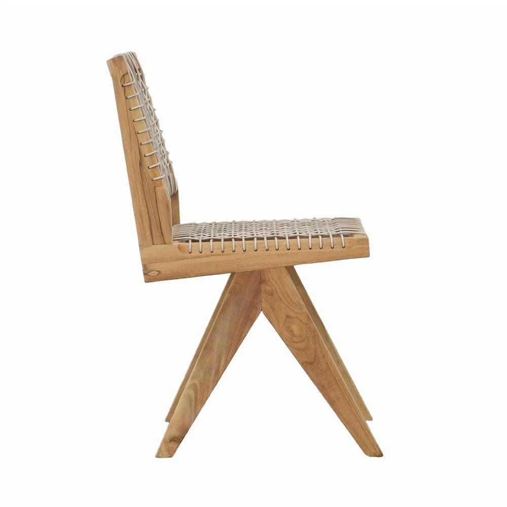 Henry & Mason - Imogene Natural Teak Wood and Taupe Rattan Weave Dining Chair - DV7030 veiw 3