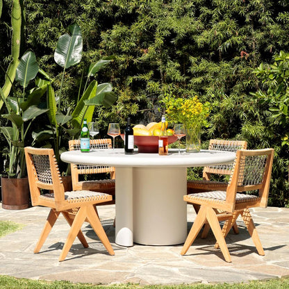 Henry & Mason - Imogene Natural Teak Wood and Taupe Rattan Weave Dining Chair - DV7030 veiw 5