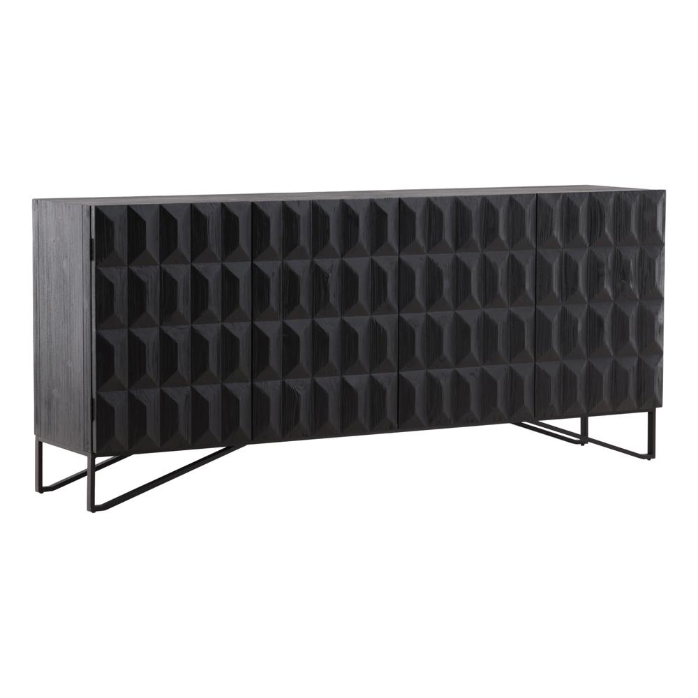Henry & Mason - Inigo 84in Antique Black Pine Wood Sideboard with Iron Base - DV7846 veiw 1