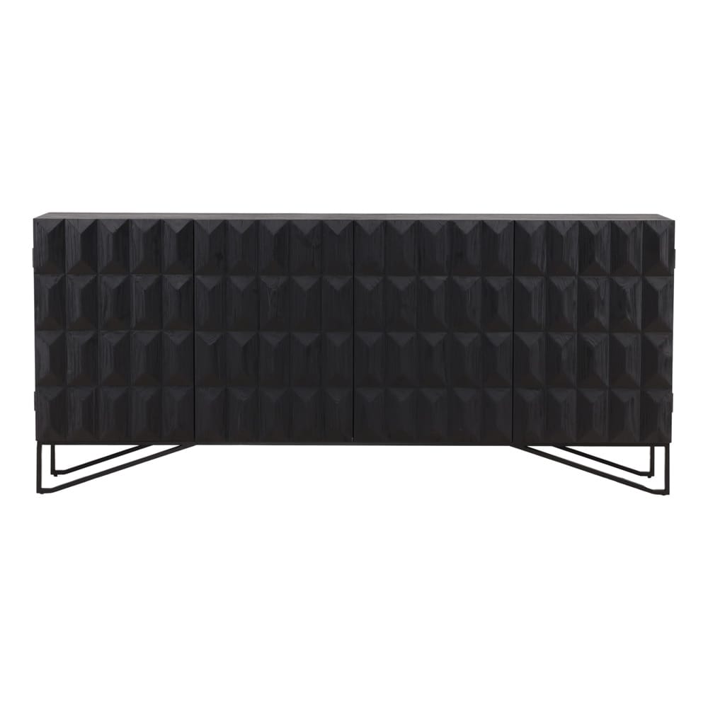Henry & Mason - Inigo 84in Antique Black Pine Wood Sideboard with Iron Base - DV7846 veiw 2