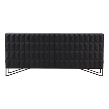 Henry & Mason - Inigo 84in Antique Black Pine Wood Sideboard with Iron Base - DV7846 veiw 2