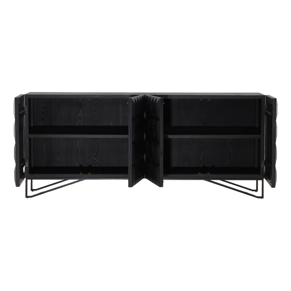 Henry & Mason - Inigo 84in Antique Black Pine Wood Sideboard with Iron Base - DV7846 veiw 5