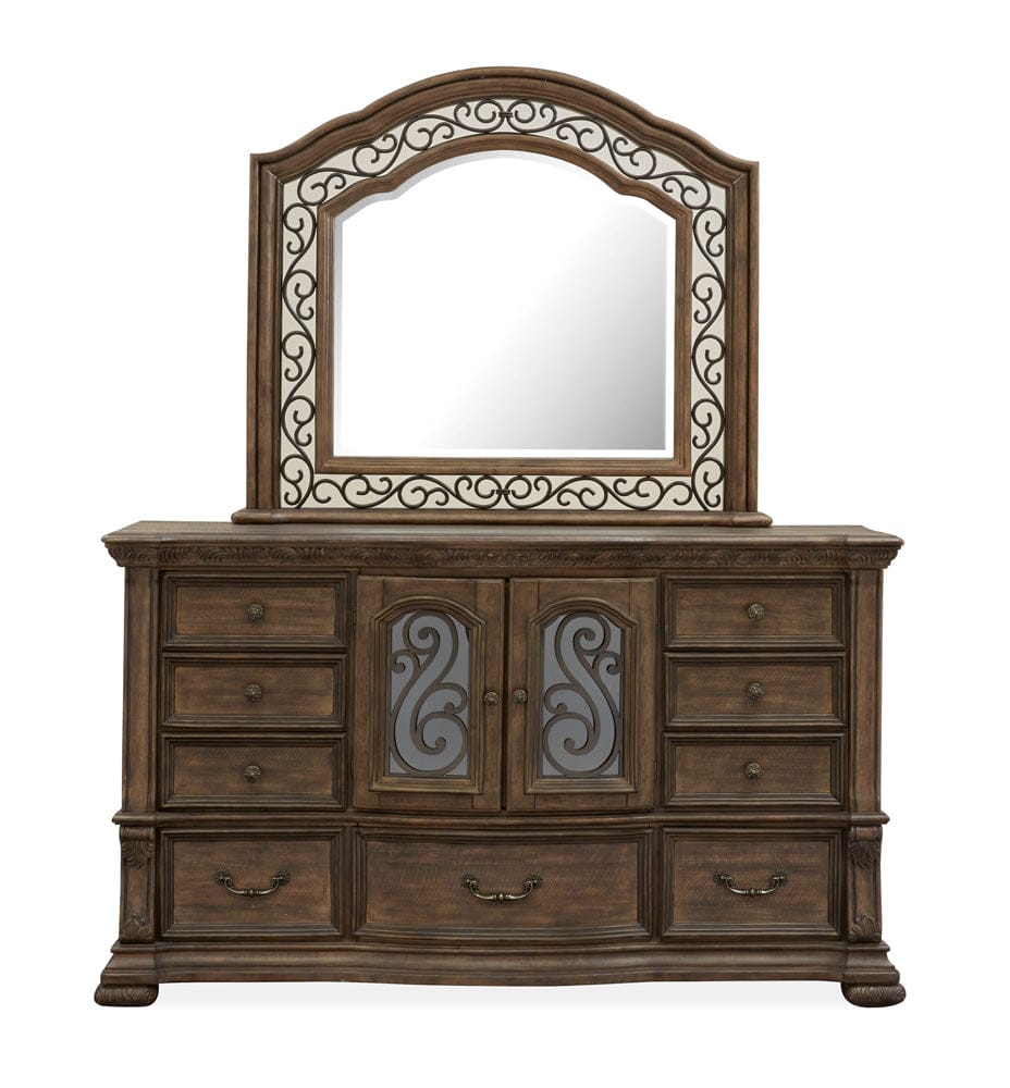 Henry & Mason  -  Ironcrest Willadeene Brown Drawer Dresser With Shaped Mirror  - AFA00934 view 2