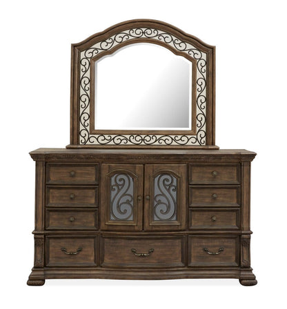 Henry & Mason  -  Ironcrest Willadeene Brown Drawer Dresser With Shaped Mirror  - AFA00934 view 2