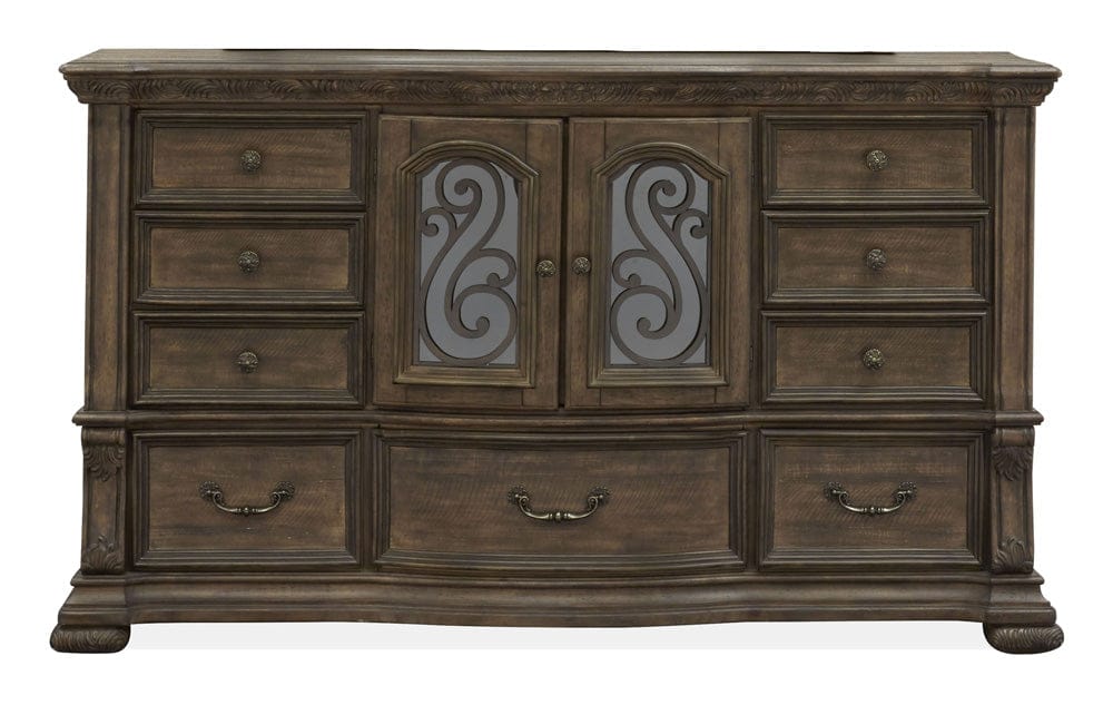 Henry & Mason  -  Ironcrest Willadeene Brown Drawer Dresser With Shaped Mirror  - AFA00934 view 4