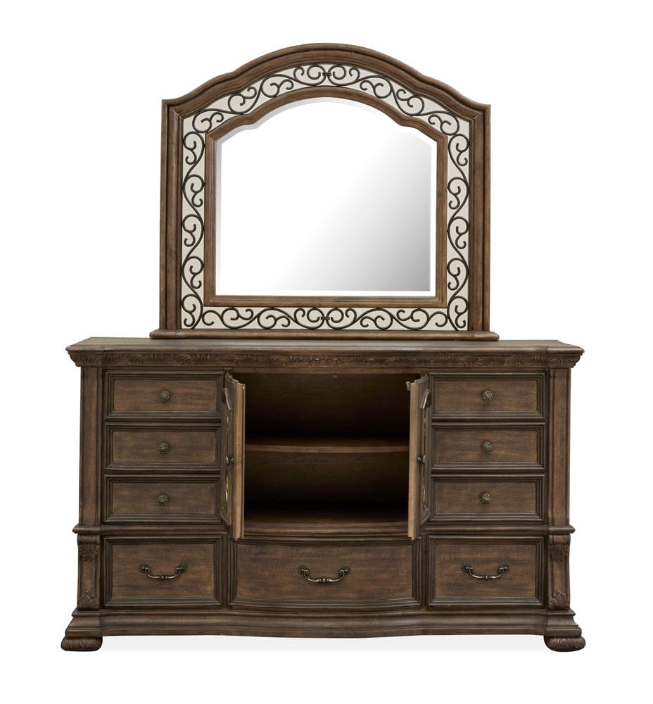 Henry & Mason  -  Ironcrest Willadeene Brown Drawer Dresser With Shaped Mirror  - AFA00934 view 7