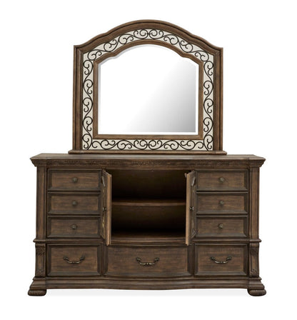 Henry & Mason  -  Ironcrest Willadeene Brown Drawer Dresser With Shaped Mirror  - AFA00934 view 7