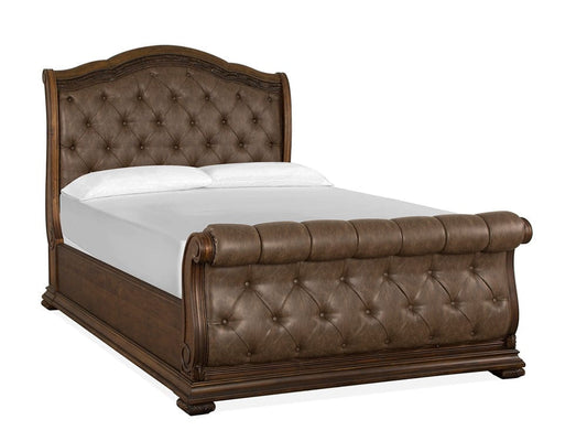 Henry & Mason  -  Ironcrest Willadeene Brown Queen Upholstered Sleigh Bed  - AFA00940 view 1