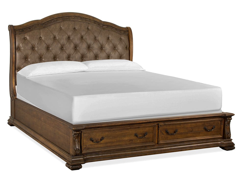Henry & Mason  -  Ironcrest Willadeene Brown Queen Upholstered Sleigh Storage Bed  - AFA00941 view 1