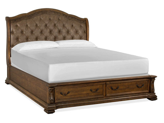 Henry & Mason  -  Ironcrest Willadeene Brown Queen Upholstered Sleigh Storage Bed  - AFA00941 view 1