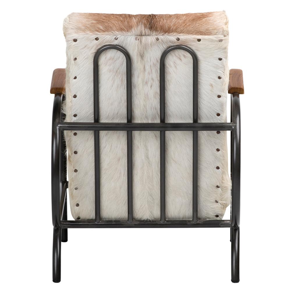 Henry & Mason - Jareth Iron Occasional Chair with Teak Wood Arms and Genuine Brown and White Goat Hide - DV7041 veiw 4