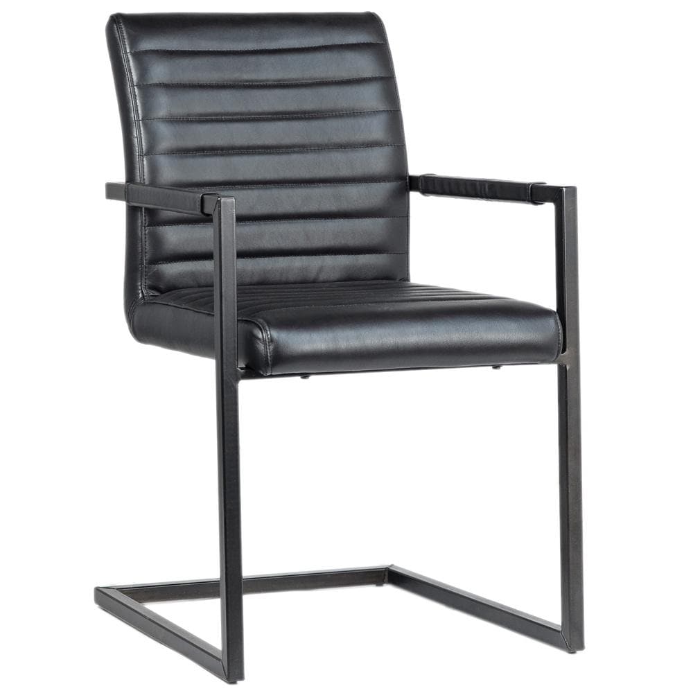 Henry & Mason - Jimi Antique Black Steel and Black Leather Dining Chair - DV7254 veiw 1