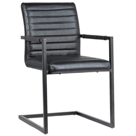 Henry & Mason - Jimi Antique Black Steel and Black Leather Dining Chair - DV7254 veiw 1