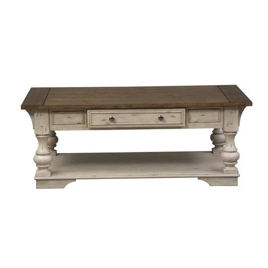 Henry & Mason - Jordan River Cocktail Table in Antique White with Wirebrushed Tobacco Accents - AFA02865 view 1