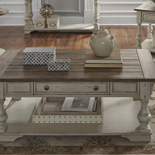 Henry & Mason - Jordan River Cocktail Table in Antique White with Wirebrushed Tobacco Accents - AFA02865 view 2