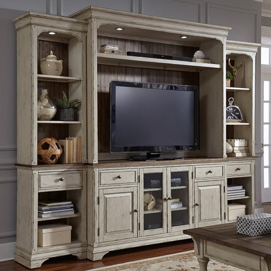 Henry & Mason - Jordan River Entertainment Center with Piers in Antique White with Wirebrushed Tobacco Accents - AFA02863 view 1