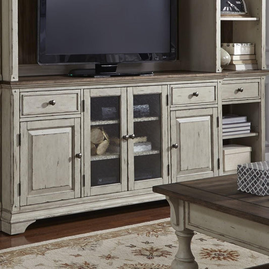 Henry & Mason - Jordan River Entertainment TV Stand in Antique White with Wirebrushed Tobacco Accents - AFA02878 view 1