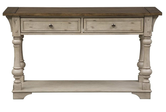 Henry & Mason - Jordan River Sofa Table in Antique White with Wirebrushed Tobacco Accents - AFA02870 view 1