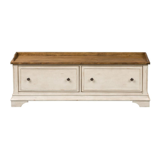 Henry & Mason - Jordan River Storage Hall Bench in Antique White with Wirebrushed Tobacco Accents - AFA02872 view 1