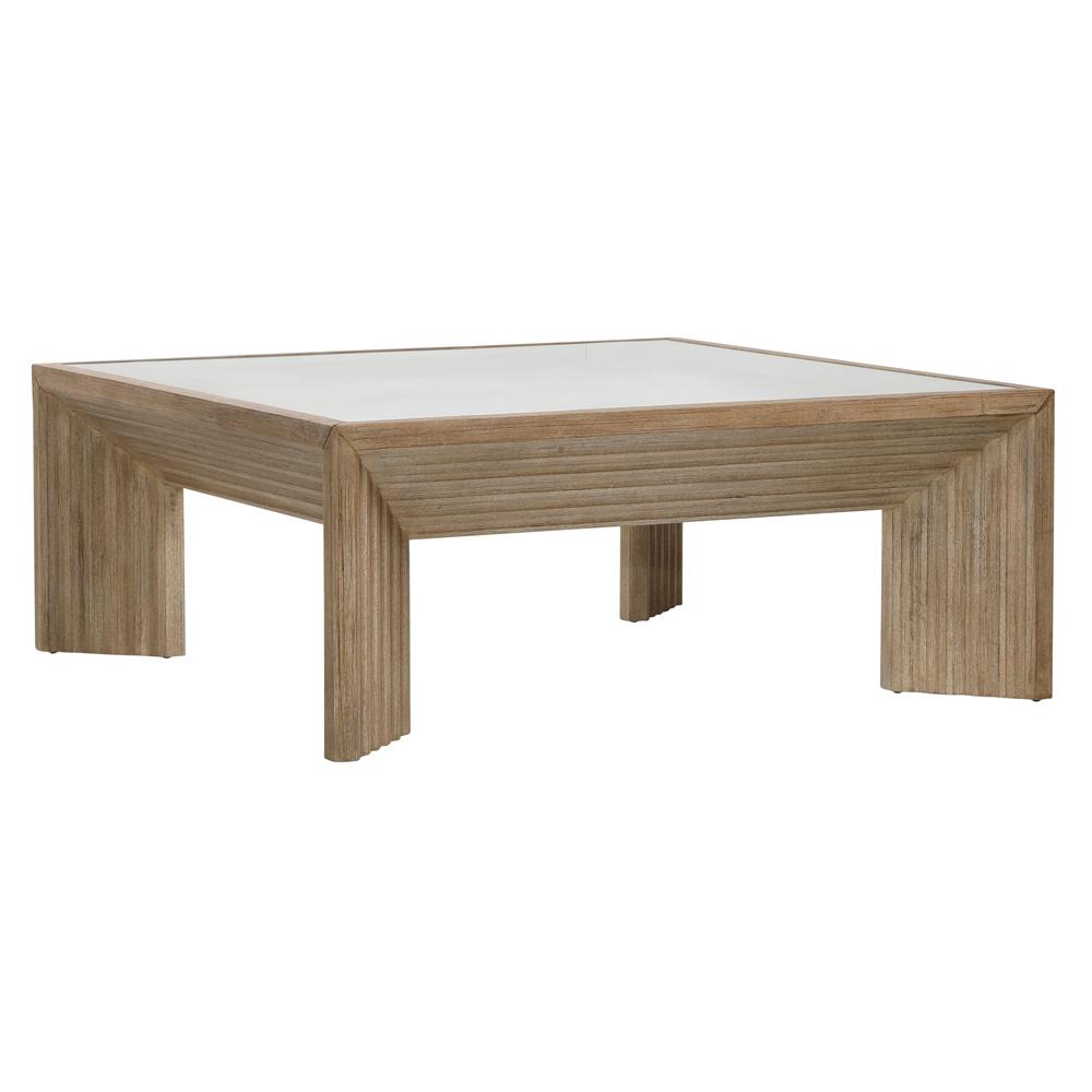 Henry & Mason - Kendra Glass Inset top Pine Wood Coffee Table in Light Warm Wash Finish - DV7215 veiw 1