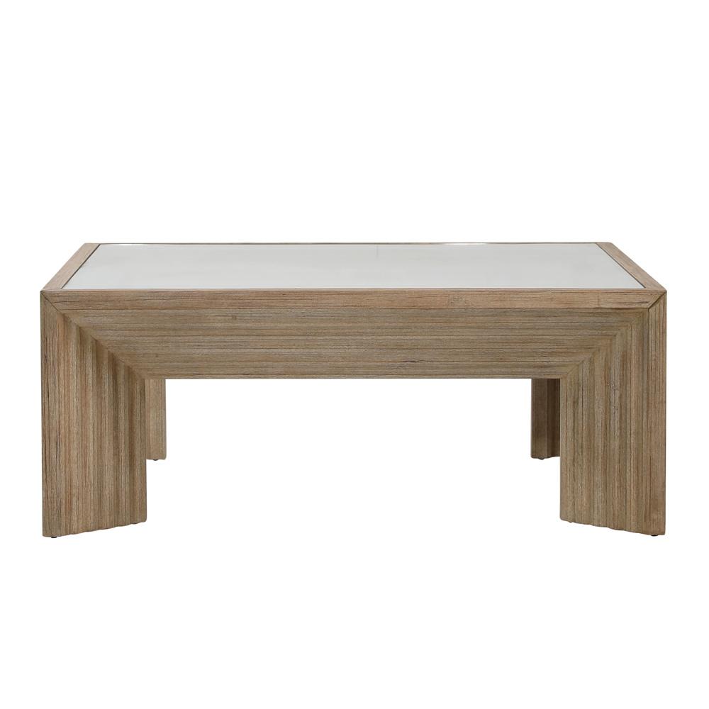 Henry & Mason - Kendra Glass Inset top Pine Wood Coffee Table in Light Warm Wash Finish - DV7215 veiw 2