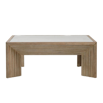 Henry & Mason - Kendra Glass Inset top Pine Wood Coffee Table in Light Warm Wash Finish - DV7215 veiw 2