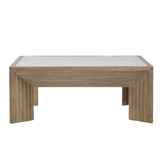 Henry & Mason - Kendra Glass Inset top Pine Wood Coffee Table in Light Warm Wash Finish - DV7215 veiw 2