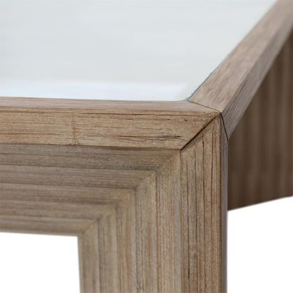 Henry & Mason - Kendra Glass Inset top Pine Wood Coffee Table in Light Warm Wash Finish - DV7215 veiw 3