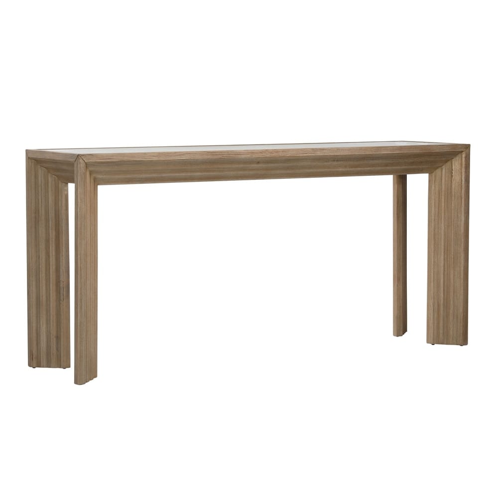 Henry & Mason - Kendra Glass Inset top Pine Wood Console Table in Light Warm Wash Finish - DV7216 veiw 1