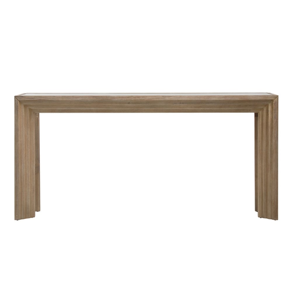 Henry & Mason - Kendra Glass Inset top Pine Wood Console Table in Light Warm Wash Finish - DV7216 veiw 2