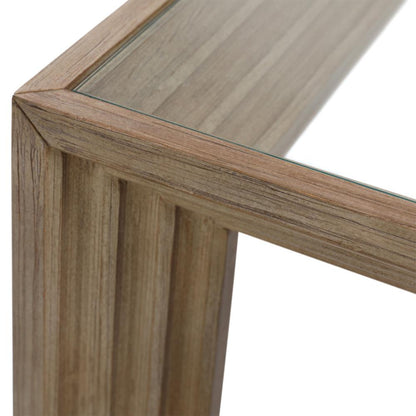 Henry & Mason - Kendra Glass Inset top Pine Wood Console Table in Light Warm Wash Finish - DV7216 veiw 4
