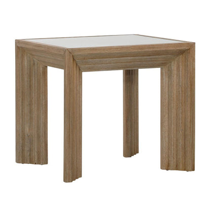 Henry & Mason - Kendra Glass Inset top Pine Wood End Table in Light Warm Wash Finish - DV7214 veiw 1