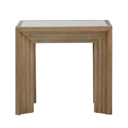 Henry & Mason - Kendra Glass Inset top Pine Wood End Table in Light Warm Wash Finish - DV7214 veiw 2