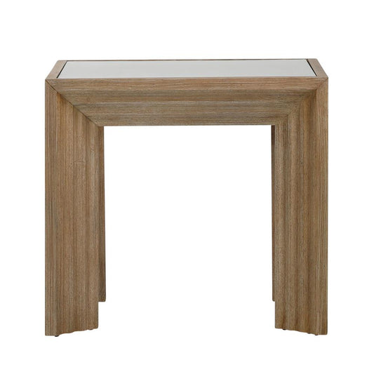 Henry & Mason - Kendra Glass Inset top Pine Wood End Table in Light Warm Wash Finish - DV7214 veiw 2