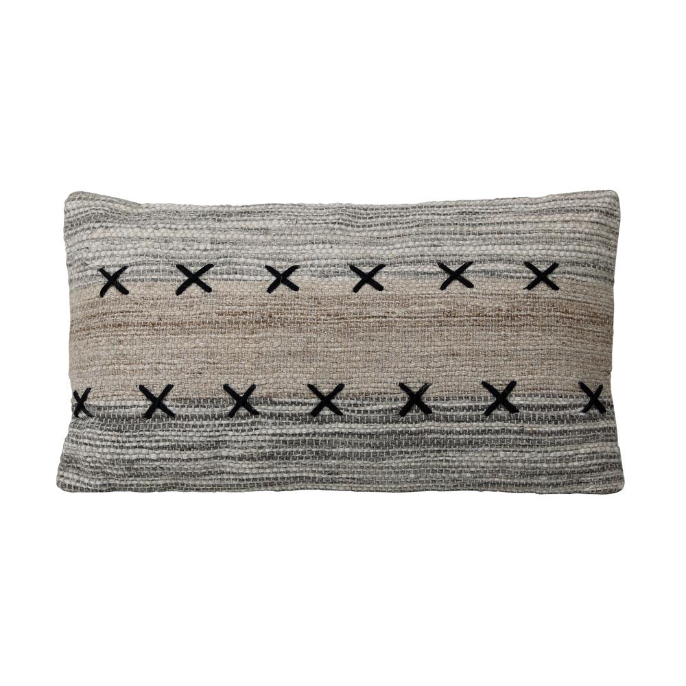 Henry & Mason - Kenya 26in Handwovwen Wool and Cotton Lumbar Pillow - DV7575 veiw 1