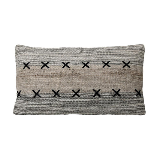 Henry & Mason - Kenya 26in Handwovwen Wool and Cotton Lumbar Pillow - DV7575 veiw 1