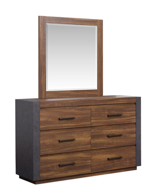Henry & Mason  -  Kessler Tavern Brown Double Drawer Dresser With Paper Mirror  - AFA00996 view 1