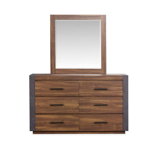 Henry & Mason  -  Kessler Tavern Brown Double Drawer Dresser With Paper Mirror  - AFA00996 view 2