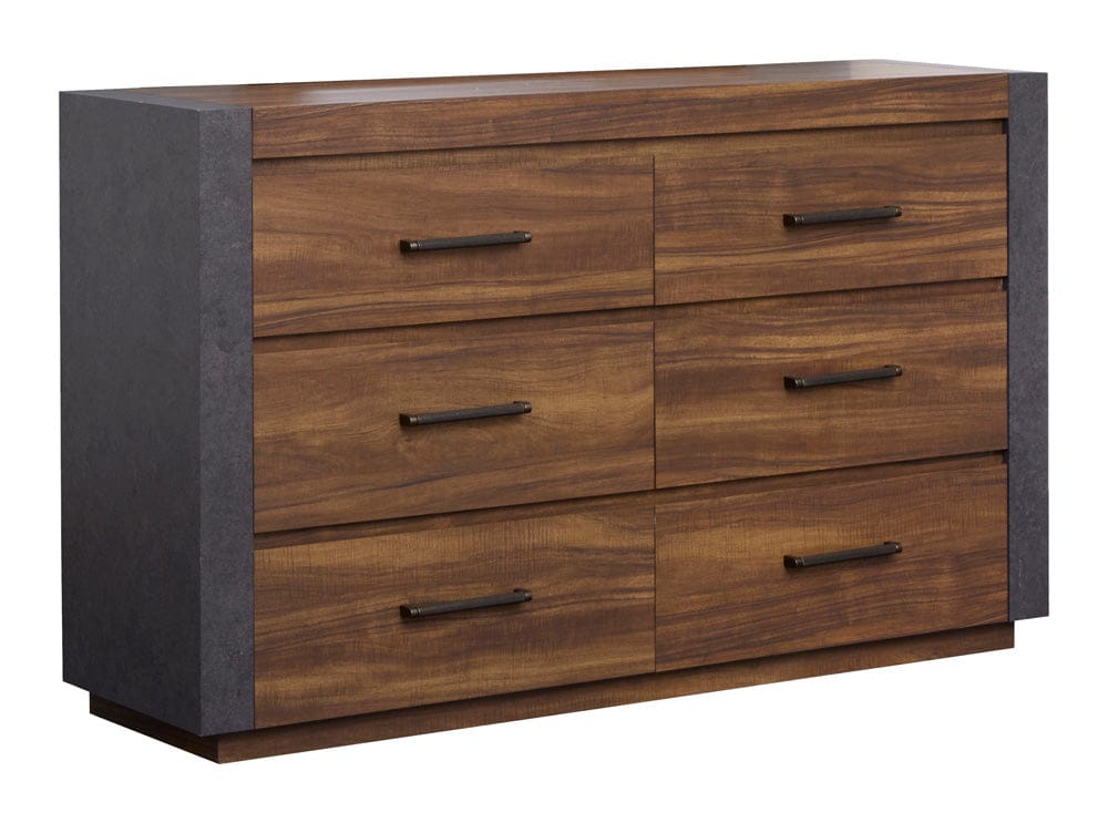 Henry & Mason  -  Kessler Tavern Brown Double Drawer Dresser With Paper Mirror  - AFA00996 view 4