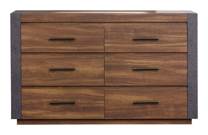 Henry & Mason  -  Kessler Tavern Brown Double Drawer Dresser With Paper Mirror  - AFA00996 view 5