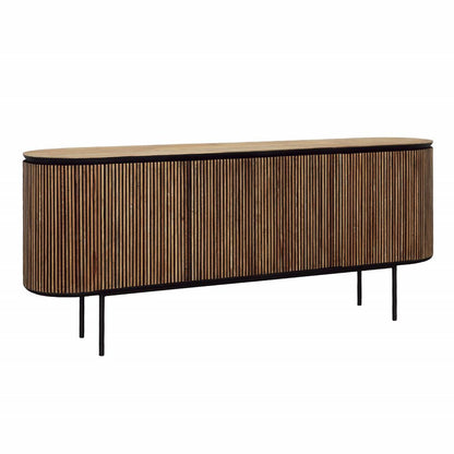 Henry & Mason - Kholman 78.5in Natural Teak Wood and Black Iron Sideboard - DV7929 veiw 1