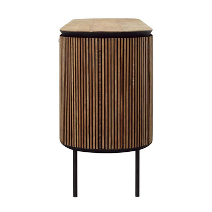 Henry & Mason - Kholman 78.5in Natural Teak Wood and Black Iron Sideboard - DV7929 veiw 3