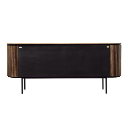 Henry & Mason - Kholman 78.5in Natural Teak Wood and Black Iron Sideboard - DV7929 veiw 4