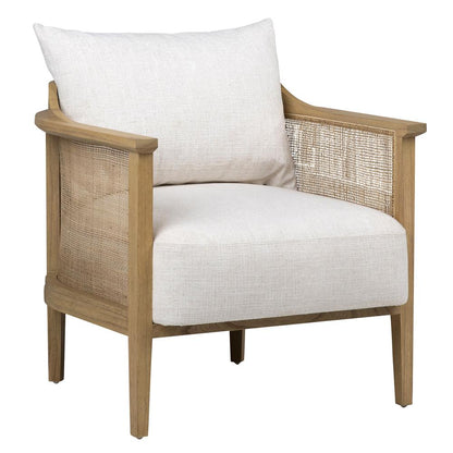 Henry & Mason - Kinderis Mindi Wood and Rattan Accent Chair in Off White Performance Fabric - DV7117 veiw 1